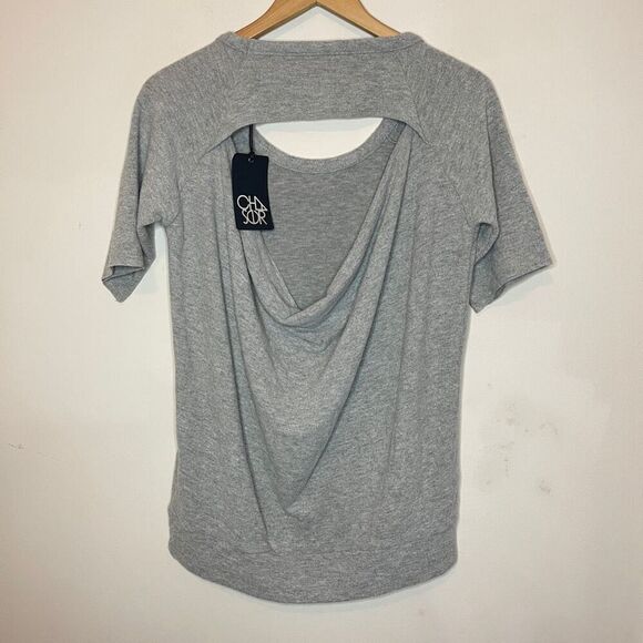 NWT CHASER Rosé so Passé Open Back Short Cut-Off Sleeve Cozy Top, Medium - Picture 3 of 5